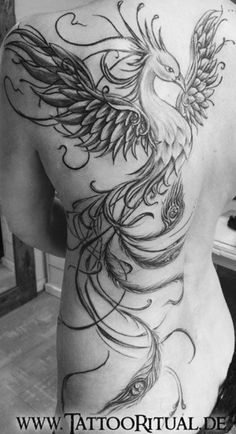 the back of a woman's body with an eagle tattoo on her stomach and wings