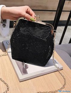 OrcaJump - Womens Rhinestone Evening Bag for Party or Date Night - White and Black Rhinestone Material, Small Lady, Bag Women Fashion, Rhinestone Shoes, Crossbody Bag Women, Women Diamond, Heart Decorations, Types Of Bag, Handbag Shoes