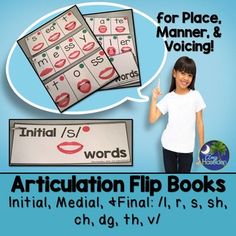 Articulation Flip Books Place Manner Voicing Data Sheets Later Sounds Mouth Pictures, High School Speech Therapy, Speech Therapy Games, Flip Books