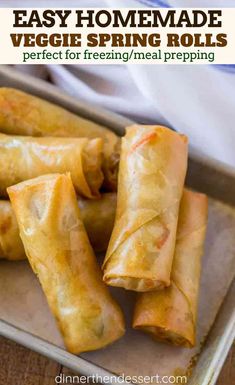 several spring rolls on a tray ready to be eaten