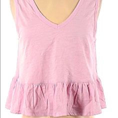 Questions? Leave A Comment Below! Top Has A Purplish Pink Color! Casual Cotton Peplum Top For Spring, Cute Ruffled Crop Top, Cotton Ruffle Tank Top, Fitted Peplum Top For Vacation, Cute Vacation Tank Top, Summer Casual V-neck Peplum Top, Sleeveless Casual Peplum Top For Summer, Casual Sleeveless Peplum Top For Summer, Fitted Casual Peplum Top For Vacation