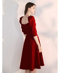 Get 10% off now! Shop simple a line tea length party dress with v neck sleeves online. All instock with free shipping. Pro since 2009. Cocktail Dress Elegant, Tuxedo Colors, Simple Homecoming Dresses, Dress With V Neck, Tea Length, Little Dresses, Lovely Dresses, Formal Evening Dresses, Evening Dresses Prom