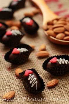 chocolates with nuts and almonds on a table