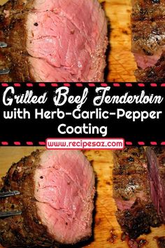 grilled beef tenderies with herb - garlic pepper coating