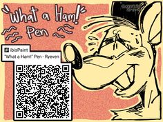 a cartoon character with a qr code in his hand and the text what a ham?