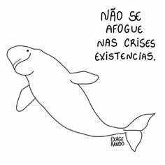 a drawing of a whale with spanish writing on it's side and the words, nao se arque nas crises existes exitencias