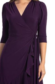 A surplice neckline reveals as little or as much as you want to accentuate on a fab dress that's playfully chic and delightfully drapey. 38 1/2" length 95% polyester, 5% spandex Machine wash, dry flat Made in the USA of imported fabric Fab Dress, Midi Wrap Dress, Dress With Tie, Nordstrom Dresses, Guest Dresses, Wedding Guest Dress, Wedding Guest, A Wedding, Plum