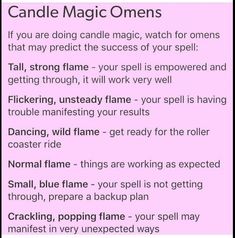 a pink poster with the words candle magic omens