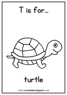 the letter t is for turtle coloring page