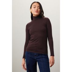 Aubergine knit (94% Viscose, 6% Elastane). Sweater. Turtleneck. Long Sleeve. Pull on. 24" shoulder to hemline. Imported. Classic Turtleneck, Sweater Turtleneck, Turtleneck Long Sleeve, Rent The Runway, Closet Designs, Straight Leg Denim, Winter Collection, Straight Leg, Turtle Neck