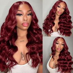 PRICES MAY VARY. Burgundy Body Wave Lace Front Wigs Human Hair Made with 100% Unprocessed Grade 10A Brazilian Virgin Human Hairare made of human hair from young and healthy girl donors. Red frontal wigs human hair dyed with natural plant hair dyes, healthy and natural, voluminous and thick, soft and elastic, odorless, soft and smooth, comfortable for the skin , 99J lace front wig durable and reusable. Burgundy Lace Front Wigs Human Hair Body Wave Designed with a 13x4 HD Transparent Lace Frontal, Red Frontal, Plant Hair, Hair Dyed, Hair Dyes, Human Wigs, Lace Frontal Wigs, Hair Body Wave, Lace Front Wigs Human Hair, Fun Hair