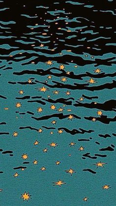 stars are floating on the surface of water