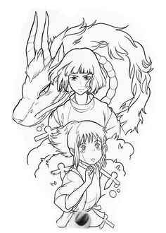 Manga Outline Drawing, Studio Ghibli Drawings, Ghibli Drawing, Coloring Pages Inspirational, Anime Canvas Art