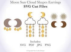 the moon, sun and clouds shapes for svg cut files