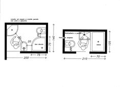 the floor plan for a small bathroom with two separate areas and one area that has a toilet