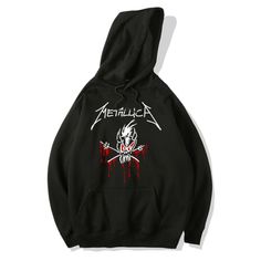 Metallica Blood Skull Hoodie Halloween Hip Hop Hoodie With Letter Print, Hip Hop Hooded Halloween Hoodie, Hip Hop Hoodie For Halloween, Halloween Hip Hop Hoodie, Hooded Hip Hop Halloween Hoodie, Hip Hop Hooded Sweatshirt For Halloween, Winter Band Merch Hooded Sweatshirt, Winter Hooded Band Merch Sweatshirt, Punk Halloween Hoodie With Drawstring Hood