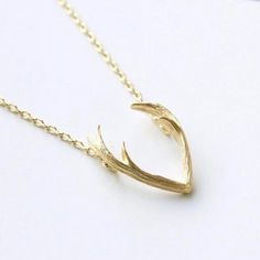 Elegant Stag / Deer Antler Heirloom Style Necklace Stainless Steel In Gold With 16 In. Stainless Steel Chain. This Chain Has A 1.5 In. Extension Edgy Necklace, Deer Antlers Necklace, Antler Pendant, Dainty Pendant Necklace, Horn Pendant Necklace, Deer Horn, Antler Necklace, Horn Necklace, Jewelry Elegant