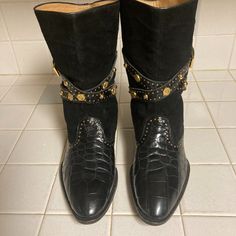 As Shown Alligator Boots, Black Alligator, Alligator, Limited Time, Men's Shoes, Shoe Boots, Italy, Boots, Gold