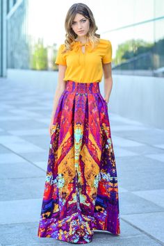 Full maxi skirts with abstract red purple print ➤ Features > Skirt length: 120cm (47,2''), belt 8cm (3,1'') > Knee length > Side pockets ➤ Sizing My Size Guide in FAQ section below will help you define the perfect size match. The item can also be made according to your measurements - just message them to me. ➤ Delivery Your item is made-to-order and will be ready within 2-7 days. Average delivery times: > North America: up to 1-2 weeks > New Zealand, Australia: up to 2-3 weeks &gt Spring Maxi Skirt Outfit, Maxi Skirt Summer, Cocktail Skirt, Spring Skirt Outfits, Skirt Outfits Summer, Cocktail Skirts, Maxi Skirts Summer, Loose Skirt, Full Maxi Skirt