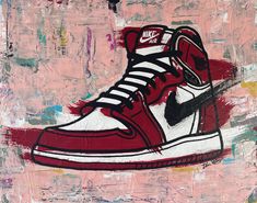 High quality giclee print of an original painting of the classic Air Jordan 1.  Measures 11 x 14, ready to be framed. Small Lockers, Gouache Painting, Air Jordan 1, Carbon Emissions, Jordan 1, Air Jordan, Art Ideas, Air Jordans, Giclee Print