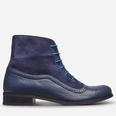 Dress Boots for Women Blue Leather - Julia Bo | Handmade Oxford Boots - Julia Bo - Women's Oxfords Dress Boots For Women, Dress Boots Women, Tomboy Chic, Brogue Boots, Custom Made Shoes, Oxford Boots, Dress Boots, Women Artisans, Boots For Women