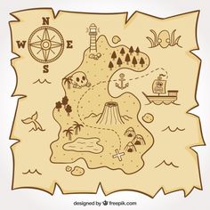 an old pirate map with pirates symbols on it