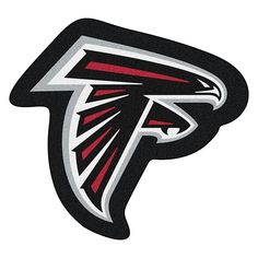 the atlanta football logo is shown in black and red