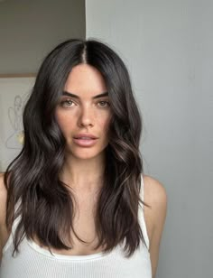 Chest Length Hair, Medium Length Haircut Ideas, Longbob Hair, Medium Brunette Hair, Medium Length Brown Hair, Light Brown Hair Color, Brunette Hair Cuts, Medium Length Wavy Hair, Hair Pale Skin