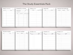 the study essentials pack is shown in three separate sections, each with an individual's name