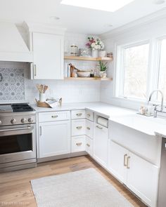 Our Floating Corner Shelves Corner Shelves Kitchen, Kitchen Corner Shelves, Corner Shelf Ideas, Kitchen Floating Shelves, Shelf Elf, Casa Clean, Driven By Decor, Floating Corner Shelves, Kabinet Dapur