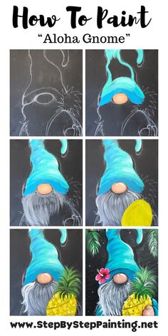 step by step instructions for how to paint an gnome's hat with acrylic paints