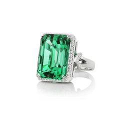 After Dark Green Tourmaline Ring Luxury Emerald Cut Ring With Gemstone Accents, Luxury Green Diamond Ring With Gemstone Accents, Emerald Cut Ring With Gemstone Accents For Formal Occasions, Dark Ring, Dark Rings, Green Tourmaline Ring, Green With Envy, Tourmaline Ring, Tourmaline Gemstone