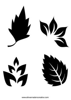 four black leaves with different shapes and sizes on the bottom one is green, the other has