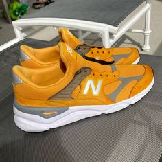 Like New. No Shoelaces Yet. New Balance Yellow, Shoes New Balance, 90s Colors, New Balance Shoes, Mustard Yellow, Mens Shoes Sneakers, New Balance, Shoe Laces, Mustard