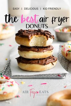 Air Fryer Doughnuts are fluffy and tender, and completely homemade. This simple recipe uses a yeasted dough that tastes exactly like your favorite traditional doughnut. Best Air Fryers, Air Fryer Healthy, Doughnut Recipe, Recipe Boards, Creamy Chocolate, Chocolate Frosting, Donut Recipes, Dry Yeast, Recipe Using