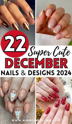 december nails Cute Simple Christmas Nails Almond, December Nails Ideas 2024, Nail For December, Nail Ideas December 2024, Nails Christmas And New Years, December Nails Christmas 2024, December Nails Matte, Nail Designs 2024 Winter, Christmas 2024 Nail Ideas