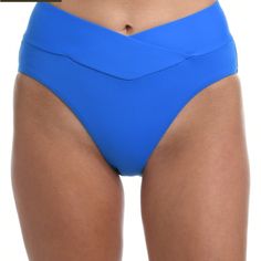 Nwt Size 14 High Waist Blue Bottoms For Pool, Solid Crossover Waistband Bottoms For Summer, High Rise Blue Bottoms For Beach, High Rise Blue Bottoms For The Beach, Chic Blue Pool Bottoms, Chic Blue Bottoms For Pool, Chic Blue High Waist Swimwear, Chic High Waist Blue Swimwear, Chic Blue High-waisted Swimwear