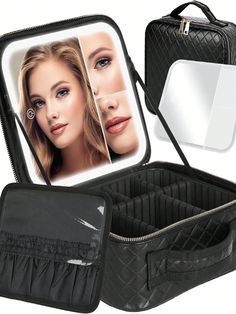 Elevate your beauty routine with this Portable LED Makeup Mirror Bag. Designed for both home and travel, it combines functionality and style, making it an essential accessory for women on the go.Built-in LED Mirror: The integrated LED mirror provides bright, adjustable lighting for flawless makeup application anytime, anywhere.Professional Design: With its sleek, large-capacity interior, this bag offers ample space for all your makeup essentials and beauty tools, keeping them organized and easy Light Up Mirror, Portable Makeup Storage, Cosmetic Organiser, Color Lights, Makeup Storage Box, Makeup Brush Organization, Travel Makeup Bag, Makeup Train Case, Flawless Makeup Application