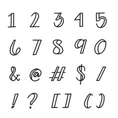 the numbers and symbols for each letter are drawn in black ink on a white background