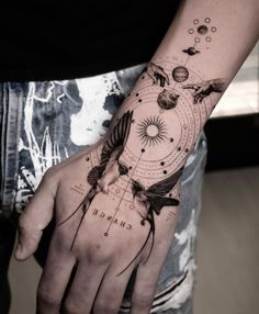 a person's hand with a tattoo on it