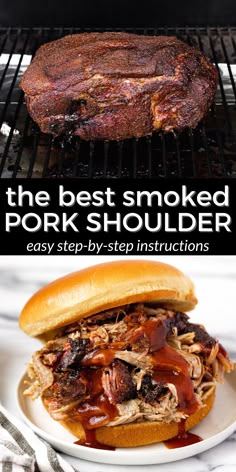 Pulled Bbq Pork Recipes, Trager Smoker Recipes Pulled Pork, Smoked Pork Sandwich Recipes, Pulled Pork In Electric Smoker, Best Pulled Pork Smoker Recipe, Smoked Picnic Roast, Pulled Pork On Pellet Smoker, Treager Smoker Recipes Pulled Pork, Pork Shoulder Smoked Recipes