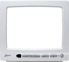 an old white television set with no screen