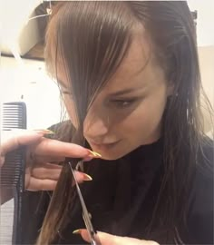 Demo: How To Cut Curtain Bangs - Hair Cutting - Modern Salon Cut Curtain Bangs, Bangs Curtain, Pixie Cut With Bangs, Curtain Fringe, How To Cut Bangs, Bangs With Medium Hair, Long Bangs, Girl Haircuts, Long Hair With Bangs