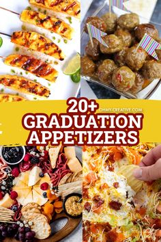 graduation appetizers with text overlay that reads, 20 graduation appetizers