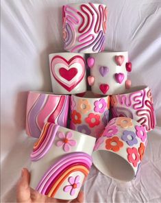 Pastel Cupcakes, Diy Pottery, Easy Diy Art, Diy Clay Crafts, Cute Mugs