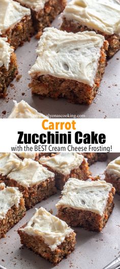 carrot zucchini cake with the best cream cheese frosting on top and bottom