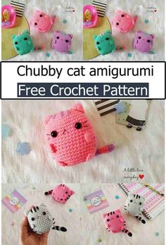 the crochet pattern for this cute cat amigurmi is easy to make