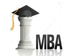 a graduation cap on top of a column with the word mba in front of it