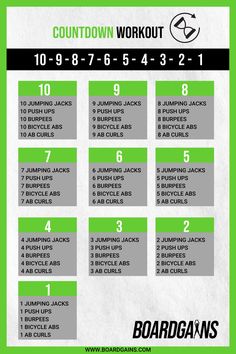 the workout plan is shown in green and white, with instructions for how to do it