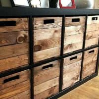 a large wooden cabinet with many drawers